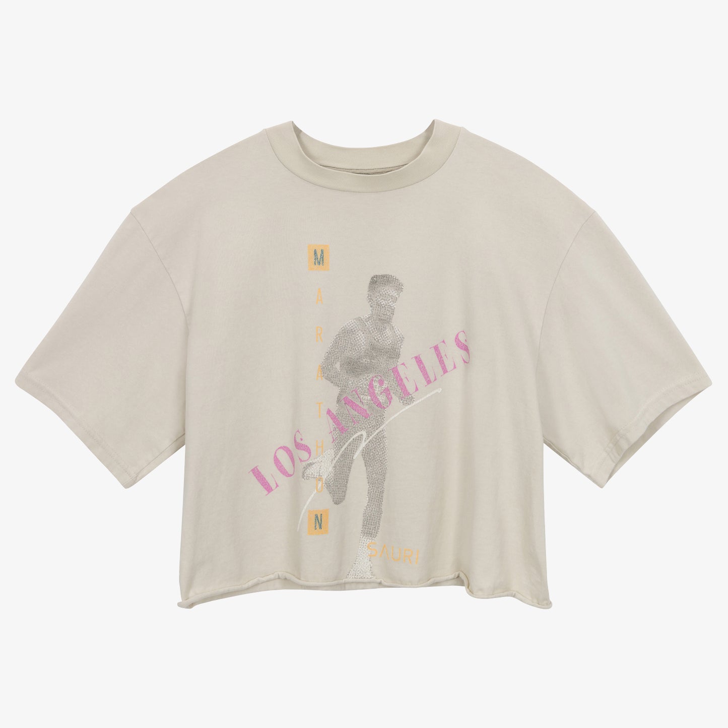 SAURI SHORTENED ARCHIVE MARATHON TEE IN BAMBOO